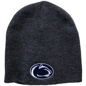 charcoal knit hat with stitched Penn State Athletic Logo